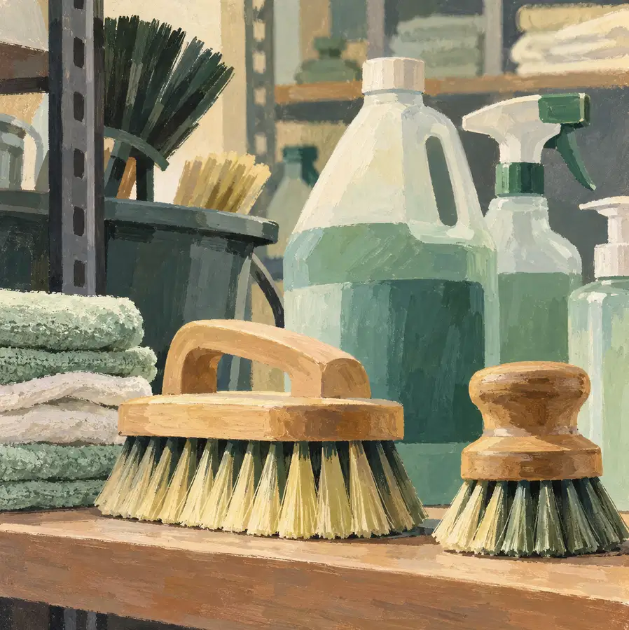 Illustration of cleaning businesses equipment and workspace